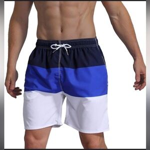 H&M Men's Navy and White Swim Trunks